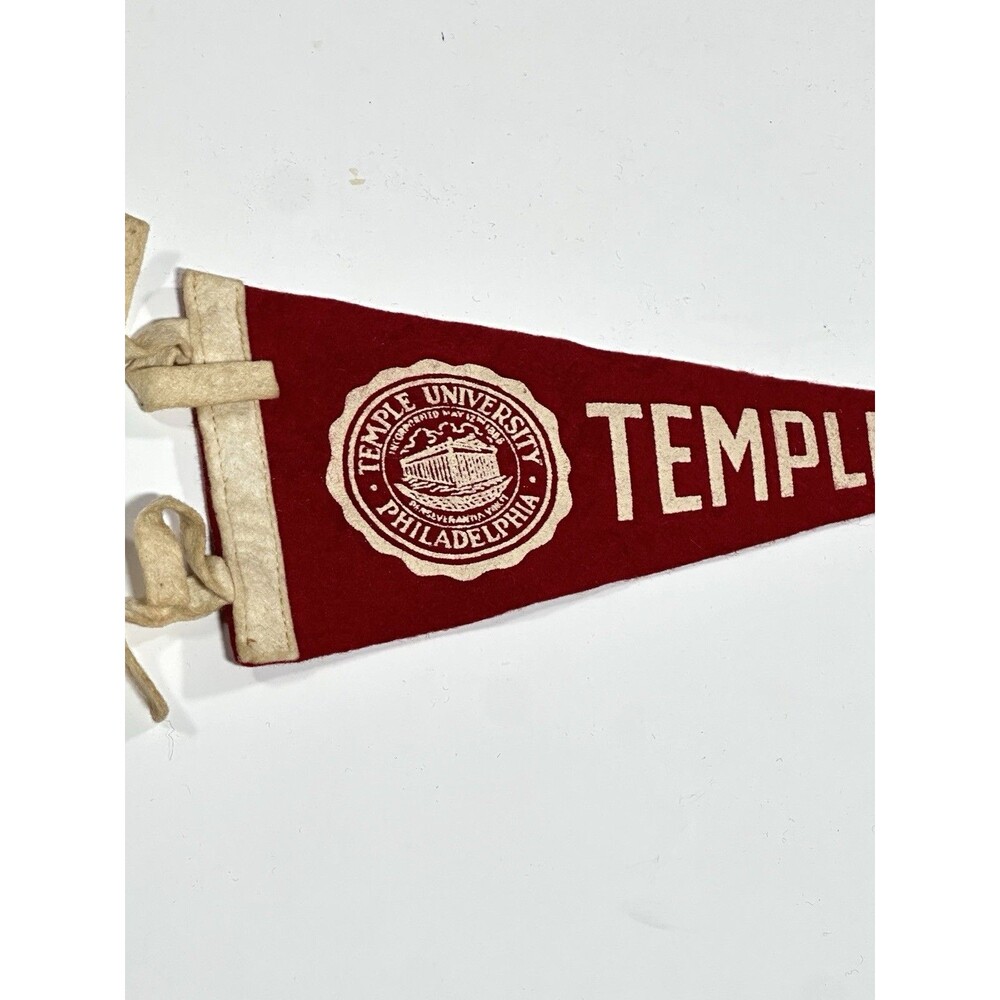 Vintage 1940s 50s Temple University Philadelphia 9” Felt Pennant College RARE - Picture 3 of 7
